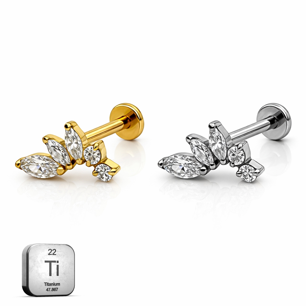 Titanium Marquise Ascending Petal Flat Back Stud