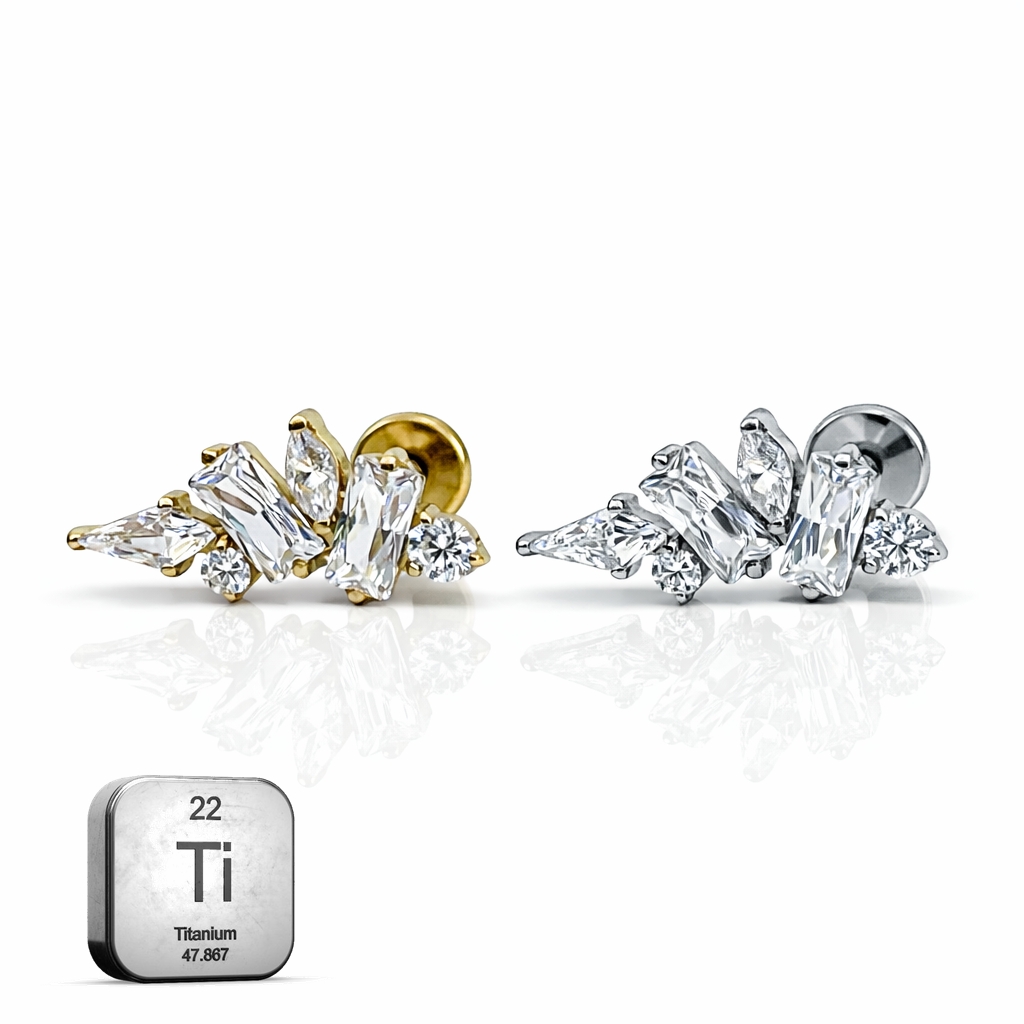 Titanium Baguette Cluster Flat Back Stud