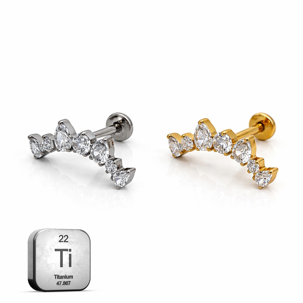 Titanium Heart Cluster Flat Back Stud