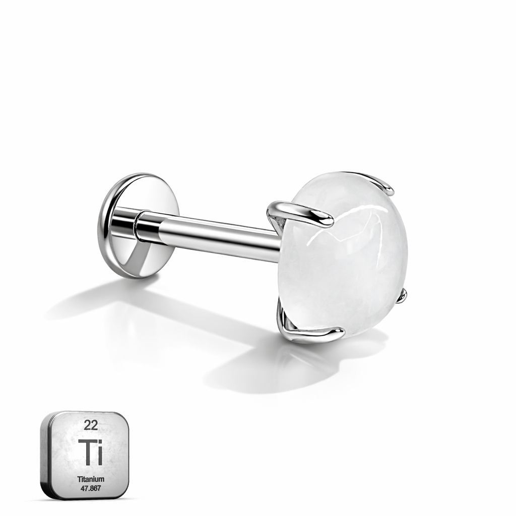 Moonstone Titanium Flat-Back Stud