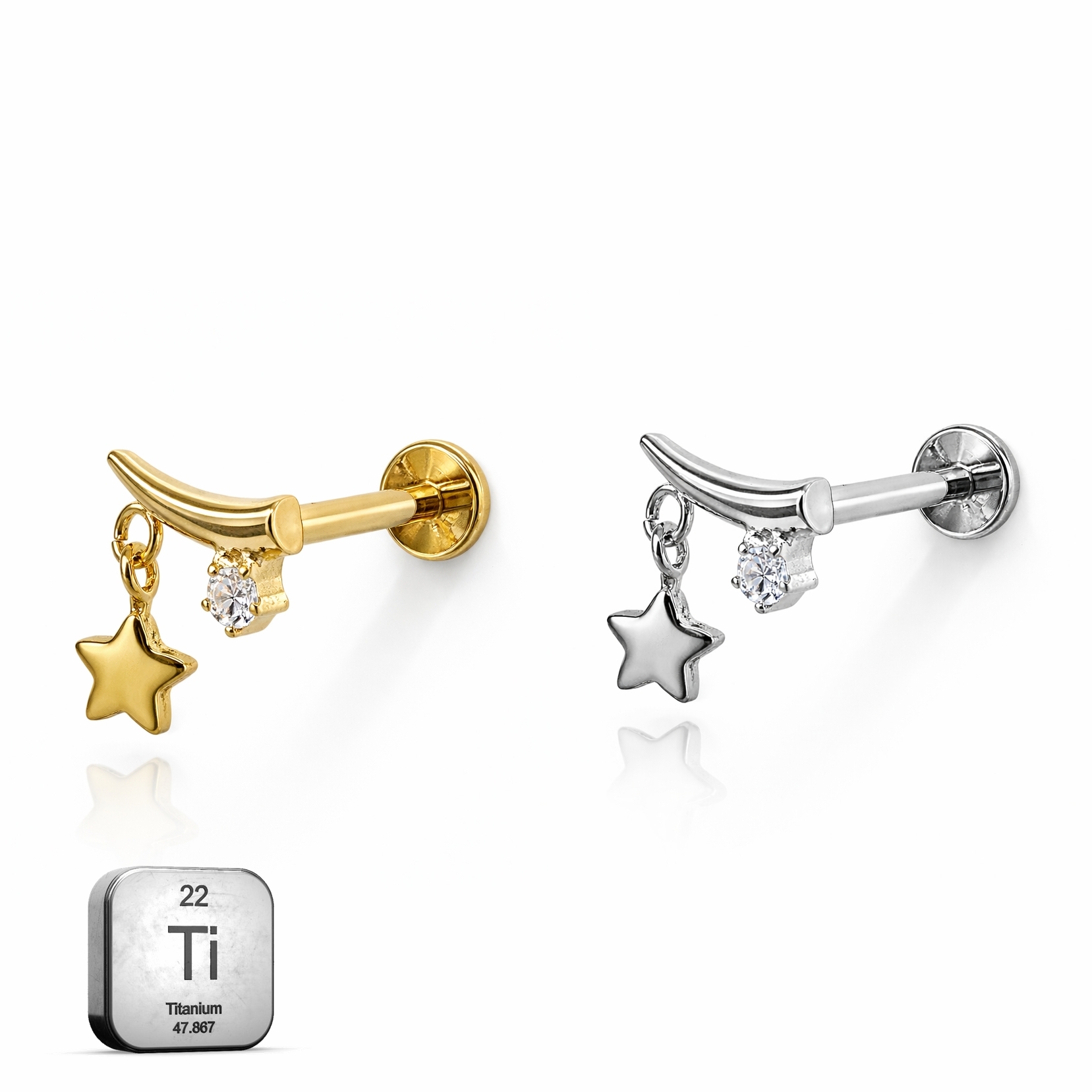 Titanium Star Charm Flat-Back Labret