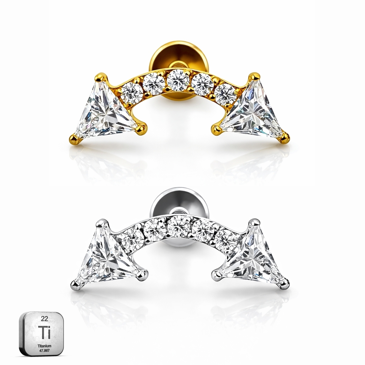 Titanium Curved CZ Arc – Internally Threaded (16G)