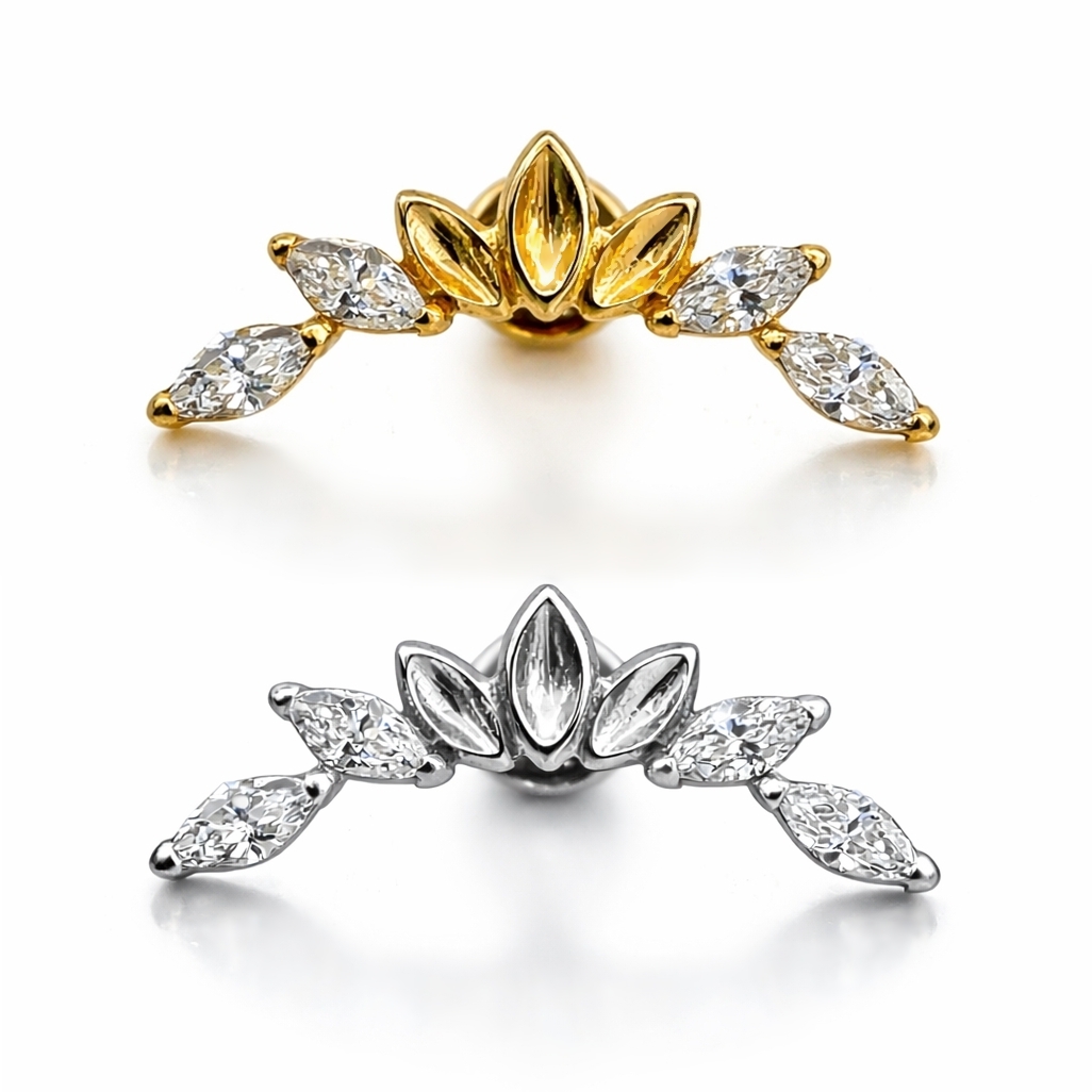 Titanium Marquise Cluster Flat-Back Stud – Internally Threaded (Sold Per Piece)