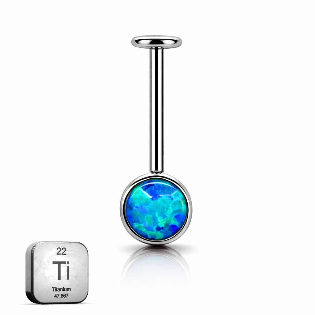 Titanium Opal Flat Back Labret – Vertical Helix Piercing